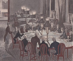 In one corner of the Great Subscription Room a tense game is underway with a large pot of winnings in the centre