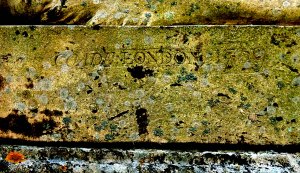 The factory stamp dated 1789 on one of the sphinxes at Milton Hall.