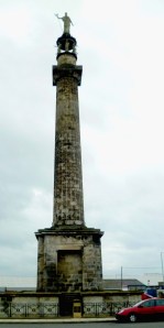 The Britannia Monument to Lord Nelson at Great Yarmouth, Norfolk. The figures at the top are in Coade stone